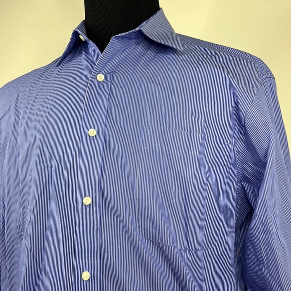 TOMMY HILFIGER Blue Stripe Casual Button Down Shirt 16 - Picture 3 of 6